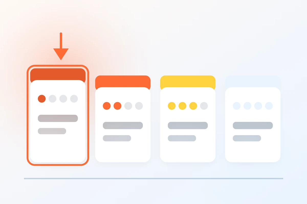 Four stored ingredients ordered by how soon they need using, with the most urgent one highlighted