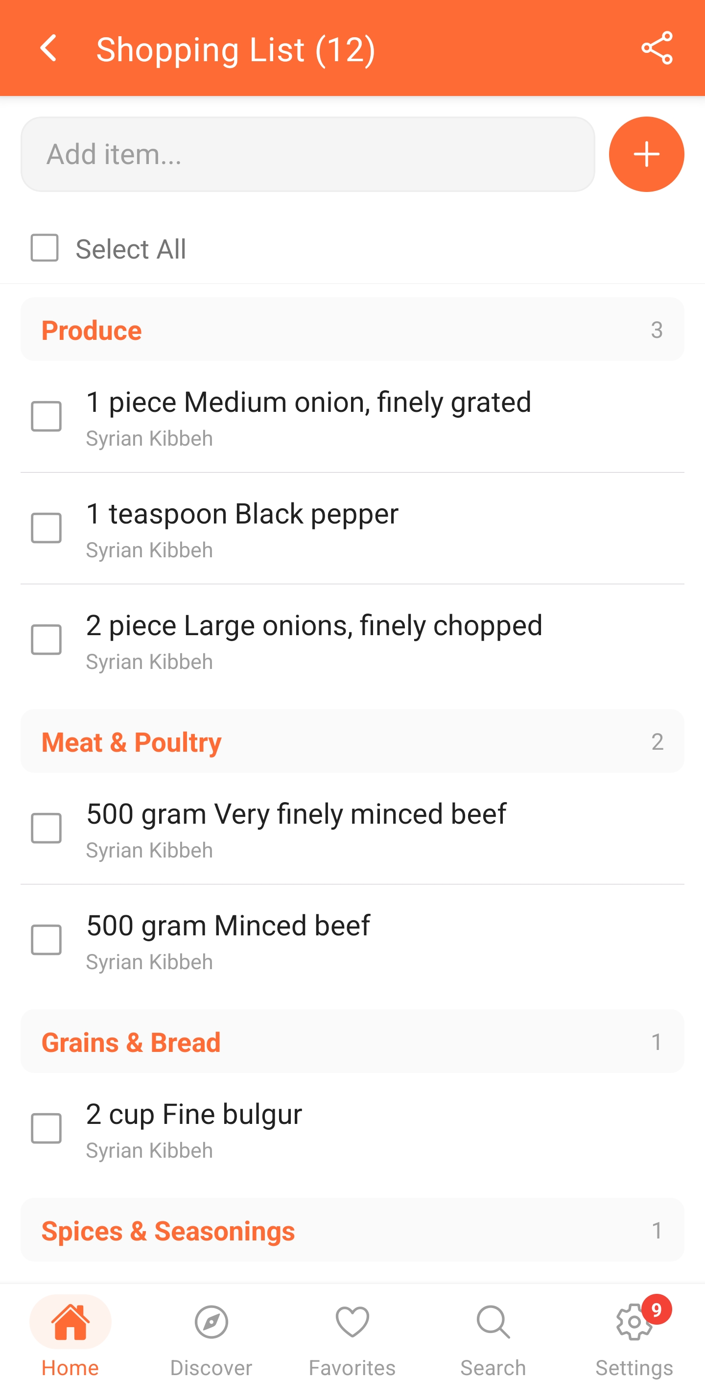 CookFeed smart shopping list